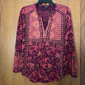 Lucky Brand Placed Print Long Sleeve Top - M